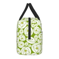 Prijenosna vodootporna izolirana torba za ručak, zelena apstraktna ruža za ponovna hladnjača za piće