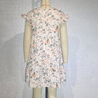 Ženska ležerna cvjetna haljina za print kratkih rukava labavi ruffles o izrez kratka haljina