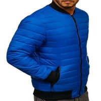 Imcute muške zimske jakne, čvrste boje iz vrata dugih rukava zip-up vanjsko odijelo sa džepovima za