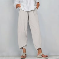 Pedort ženske hlače široke noge duge hlače za noge plus veličine hlače Ljetna povremena pamučna posteljina