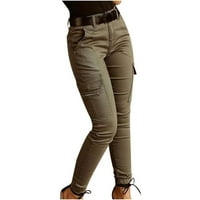 Gathrrgyp hlače za zazor žena ispod 7 dolara, modne žene čvrste sportske casual mršavi džepovi visokog