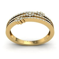 Nije poboljšan 0,5ct okrugli rez Diamond Prong 3-red svadbeni modern cvjetni vjenčani prsten od punog
