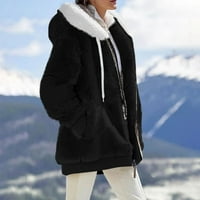 SKSLOEG WOMENS zimska jakna od runa s kapuljačom s kapuljačom za patchwork kardigan kaputinjska odjeća