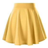 Zunfeo ženske suknjene suknje visokog struka, čvrste skrove, suknje za suknje za ležerne prilike, žute