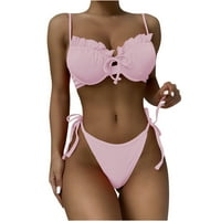 Clearance Tummmy Controls za žene Bikini ruffle zavoj sa čvrstim plus veličine kupaći kostim za žene