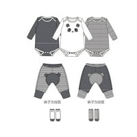 Novorođenčad za bebe Boys Joys Romper Toughtsit s dugim rukavima TOP hlače Stripe medvjeda odjeća za odjeću set sa čaralom, 3 * top + 2 * hlače + 2 * čarape + 2 * čarape