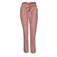 Riforla ženske hlače Žene High Squaiks harem hlače džepove čipke up bowtie elastične strugove casual pantalone ženske casual pantalone ružičaste xxl