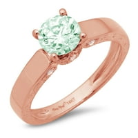 1.06ct okrugli rez zeleni simulirani dijamant 14K ružičasto zlatni godišnjica za angažman prsten veličine