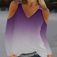 Auroural Womens Tops Clearence Women Sexy Majica Hladno ramena pulover bluza V-izrez dugih rukava