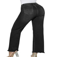 Ženske traperice u nevolji širokim pantalonama za noge Solidne boje traper hlače za žene retro dna odmora