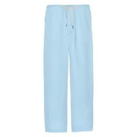 Guvpev muški posteljina pamučna labava fit casual lagana elastična struka ljetne plažne hlače - plavi