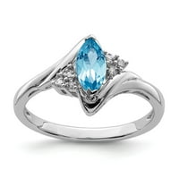 Bijeli sterling srebrni prsten gusjeničar Topaz markise plavi dijamant