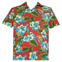 Havajska majica Mens Alover Flower Beach Aloha Ležerni odmor Red S