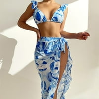 Ženski ispisani ruffled trodijelni čipkasti plivajući kupaći kostim kupaćim kostima kupaći kupaći kupaći