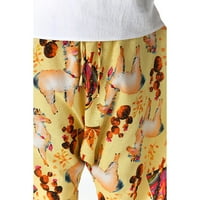 Zodggu Muške širine hlače meko džepovi opušteni udobni salon casual elastični struk cvjetni print modne