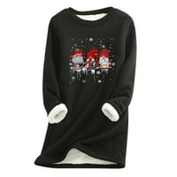 Zodggu Fleece majice za žene Vrhovi labave povremene ženske modne Božić Santa Claus Ispiši redovni dugi