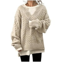 Džemper za žene Ženski pulover V-izreza Ženski dugi rukav pleteni temperament C tmuter džemper