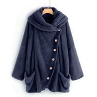 Entyinea jakne za žene neizražene jakne dugih rukava toplo karcigan kaput od kaputa tamnoplava l