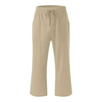 Borniu Capris za žene, povremene čvrste boje elastične labave hlače ravno široke pantalone za noge sa