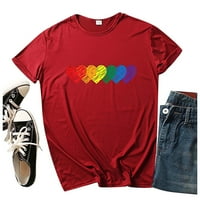 Yubatuo Ženski kratki rukav okrugli vrat Rainbow Heart Print Forls Ležerne prilike jednostavne majice
