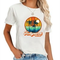 Vintage Hollywood Florida Summer Beach Beach tako slatka grafička majica za žene - modna majica kratke