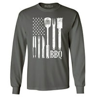 Trgovina 4EVER-a MUŠKI BBQ američka zastava SAD GRILL Cook Majica s dugim rukavima Veliki drveni ugljen