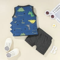 Rovga Girls Outfit Sets Toddler Baby Boys Girls Crtani s rukavima Dinosaur tiskani prsluk + kratke hlače