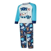 Božićne pidžame za obitelj, dugih rukava snjegovića za snijeg + hlače postavila salona za spavanje