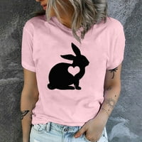 Ženske majice za čišćenje Žene Crewneck T-majice Uskrs Rabbit Print ties kratki rukav majica