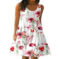 Paille žene Ljeto Sundess Tunic midi haljine cvjetni tisak tenk haljina boja blok boho q-3wdsda37- 3xl