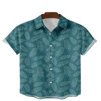 Men Button Up Majice kratkih rukava Casual Tropical Tops Lake Blue XL