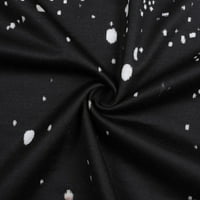 Outfmvch crna ženska ljetni vrhovi Casual Sequin Print Dugi rukav Okrugli izrez Loof Splice majica Multicolor