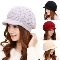 Ženska zimska šešir toplo runo unutar pletenih kape za jesenju i zimske dame šešir crvene boje