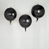 EFAVORMART 12 Crna aluminijska folija okrugla sfera balon na veliko 4D Mylar Balloons