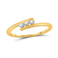 Čvrsta 10k žuto zlato okruglo Diamond Tri kamena svadbena venčanica za venčani prsten za venčanje CT.