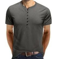 Košulje za muškarce Dno od dna i boje košulje u boji za vrat Ljetna bluza Okrugla muški gumb s kratkim rukavima Proljeće Muška bluza Muškarci Kompletne košulje Sive + l