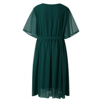 Haljine za žene Ženske žene plus veličine casual o vrat polu rukave duljina koljena haljina plus veličina haljina zelena + 3xl