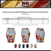 MixMatchy ženska rastela dužina koljena midi bodycon cvjetni ispis olovke suknje