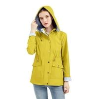 Njshnmn Raincoat Žene Vjetar Vodootporna jakna s kapuljačom na otvorenom pončo, žuta