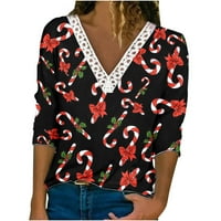 Ženske vrhove i bluze cvjetni ispis Dressy vrhovi dugih rukava V izrez Trendy ljetni blusas casunes