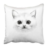 Olovka crtajući portret bijelog mačaka sa velikim očima i kratkim nosom pasmina škotski jastučnica