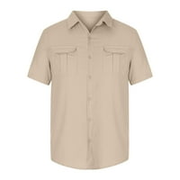 Qiaocaity casual muške košulje odmore od sobnih pamučnih posteljine dvostruke džepove plus veličine