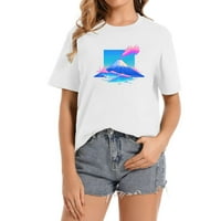 Mount Fuji Art Style Šarene modne grafičke majice za žene, majice kratkih rukava Travel Pokloni za odmor