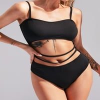 Za žene kupaće kostime Strappy Rered izrežite jednodijelni kupaći kostim crni l
