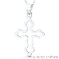 Fancy-Design Cross W Privjesak sa sredom sa ogrlica od lanca u. Srebrna srebra