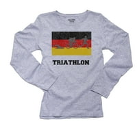 Njemačka Olympic - Triatlon - zastava - Silueta ženska majica dugih rukava