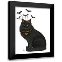FAB Funky Black Modern Framed Museum Art Print pod nazivom - Noć vještica Crna mačka i šišmiša