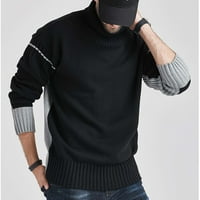 Hinvhai Sezonski čišćenje Muška jesen zima patchwork dugih rukava Pleteni džemper TOP bluza crna 8