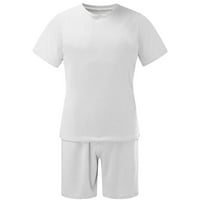 Muške hlače za čišćenje muškaraca Ležerne prilike kratkih rukava i fit sportske kratke hlače Bijeli