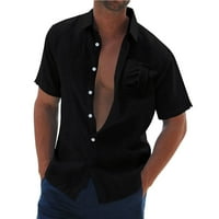 Yubnlvae muško ležerna majica košulje HEM džep s kratkim rukavima Okrenite majicu košulje ovratniku
